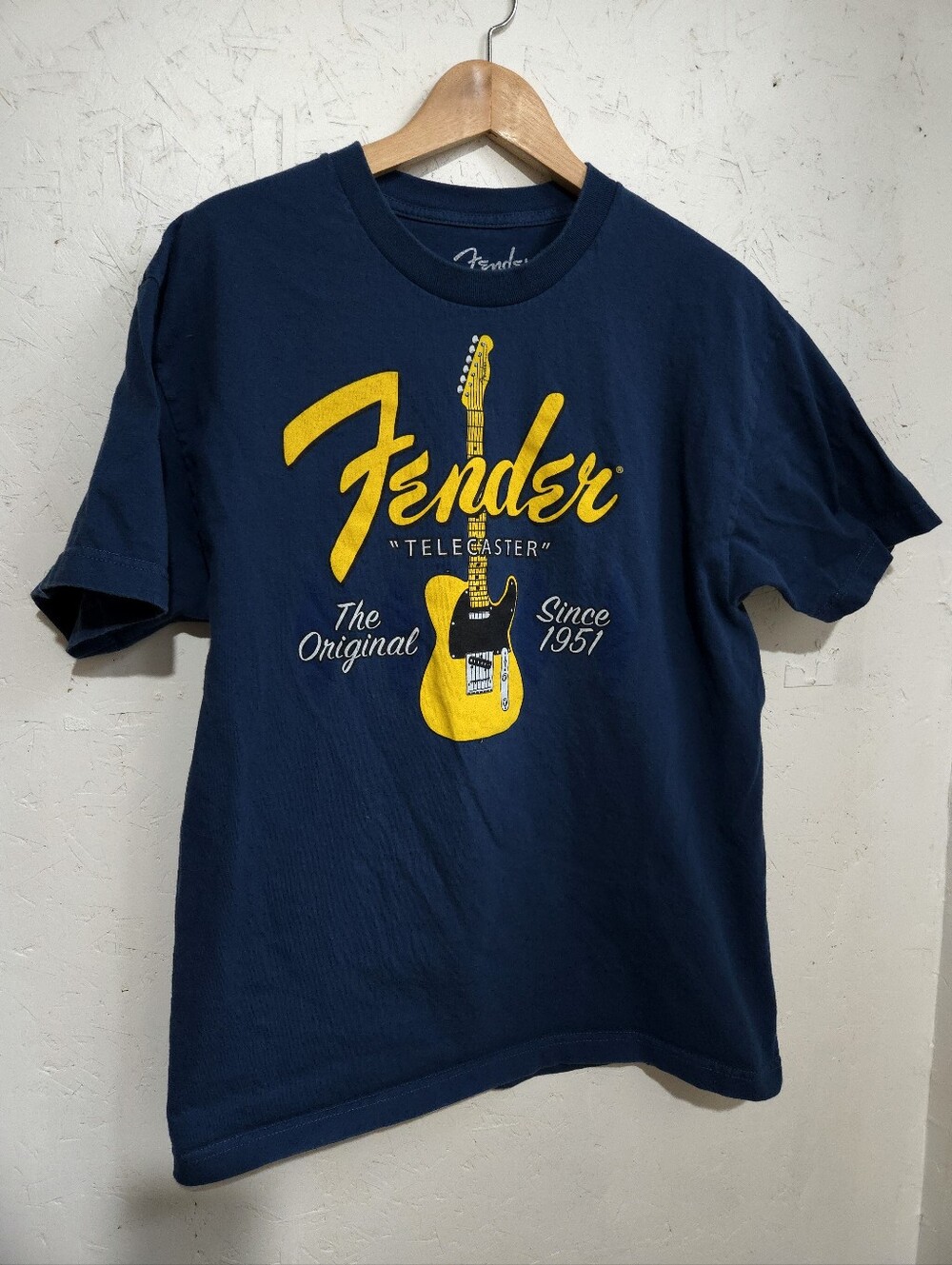 Fender Navy Tee with Yellow Telecaster Guitar Graphic